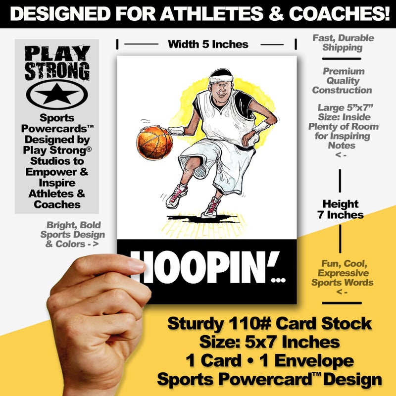 Play Strong Basketball Hoopin' Birthday Card 1-Pack (5x7) Power Player Illustrated Sports Birthday Cards Greeting Cards- Awesome for Basketball Players, Coaches and Fans Birthdays, Gifts and Parties! - Image 2